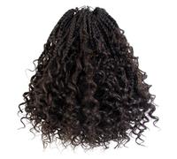 Niseyo Goddess Box Braids 8 Inch 8 Packs Short Crochet Box Braids Pre Looped Curly Ends Premium Synthetic Hair 8 Inch 8 Packs (#4/Brown)