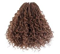Niseyo Goddess Box Braids 8 Inch 8 Packs Short Crochet Braids Pre Looped Curly Ends Premium Synthetic Hair Color 30#/Medium Dark Brown