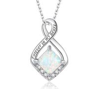 Nisgoin 925 Sterling Silver Drop Shape Heart Tree of Life Cremation Urn Necklace Infinity Bar Pendant for Ashes for Women Keepsake Jewelry Gifts, 925, Opal