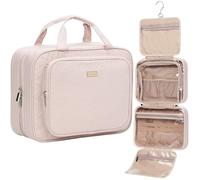 NISHEL 4 Sections Hanging Travel Toiletry Bag Organizer, Water Resistant Large Makeup Cosmetic Case for Bathroom Shower, Pink (Patent Pending)
