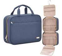 NISHEL Large Hanging Travel Toiletry Bag, Portable Makeup Organizer, Cosmetic Holder for Brushes Set, Full-Sized Shampoo, Conditioner, Accessories, Aegean-Blue