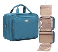 NISHEL Travel Toiletry Bag for Women Large Capacity, Makeup Essentials Organizer, Hanging Case for Accessories, Cosmetics, Lake-Blue