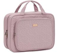 NISHEL Travel Toiletry Bag for Women, Makeup Essentials Organizer, Hanging Case for Accessories, Cosmetics, Medium Size, Peach-Pink