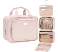 NISHEL Travel Toiletry Bag for Women, Makeup Essentials Organizer, Hanging Case for Accessories, Cosmetics, Pink, M, Functional Minimalist