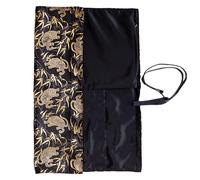 Nishijin-ori Japanese Knife Roll: Handcrafted Fabric, 5-6 Knife Storage; Golden Tiger with Bamboo Pattern