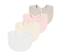 Nishine 4 Pack Muslin Baby Drool Bibs, Toddler Boys Girls Cotton Drooling Teething Bibs with Snap (White Pack-4pcs)