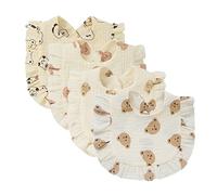 Nishine 4 PACK Solid Muslin Baby Drool Bibs Set for Unisex Boys Girls Cotton Adjustable Teething Feeding Drooling Bibs (Animal Set)