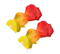 Nishiyuenyi Belly Dance Silk Fans Bamboo Long Fans s for Women Dancers, yellow orange red