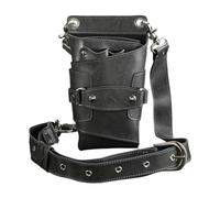 Nishiyuenyi Hair Comb Waist Pouch with Multi Pockets Hair Tools Bag PU Leather Shear Case Adjustable Shoulder Strap Suitable for Salon Stylists Pet Groomers, Gray