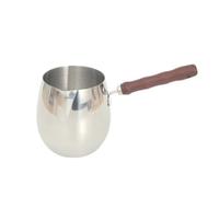Nishiyuenyi Industrial Pitcher Milk Pitcher Espresso Pitcher Latte Art Pitcher Milk Steaming Cup with Wooden Handle Stainless Steel Build Suitable for Beverage prep Culinary Finishing, 420ML