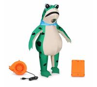 Nishiyuenyi Inflatable Frog Costume Halloween Party, Polyester Material Components, Power Supply, Game Anime Role-Playing, Includes Blower, For Kids, Glowing Frog, Green, Small Child (120-140)