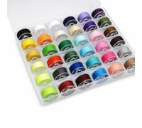 Nishiyuenyi Machine Bobbin Storage Organizer, Clear Bobbin Holder for Sewing Storage, for Embroidery, 36-grid box with 36 transparent bobbins and colored thread