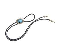 Nishiyuenyi Mood Necklace Western Bolo Tie Pendant Cowboy Necktie Pu Leather Oval Charm Adjustable Handmade Suitable for Formal Party Carnival Business Graduation, Bronze Color