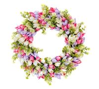 Nishiyuenyi Mother's Day Wreath Artificial Tulip Wreath Tulip Front Door Wreath for Festival Celebration, Style A