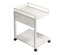 Nishiyuenyi Movable Computer Stand With Wheels Carbon Steel Two Tier Rolling Shelf Pc Holder With Guard Rail And Caster Wheels Suitable For Gaming Room Home, White, style to 2