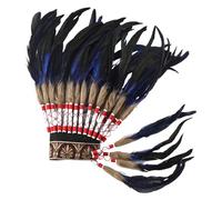 Nishiyuenyi Native American Chief Headdress Decorative Dance Show Men Women Headpiece, Dark Blue