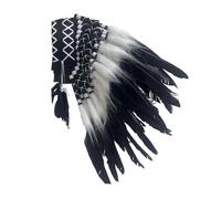 Nishiyuenyi Native American Headdress, Chief's Hat, Headwear, Costume Accessory Made of Artificial Feathers with Adjustable Band for Adults for Halloween, Car, Black