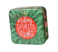 Nishiyuenyi Square Christmas Tin Storage Candy Box, Festive Cookie Tin Assortment for Christmas Celebrations Decoration, Xmas Cookies Baking Gift Packing Case, Tins Cookie Containers, Green SPIRITS