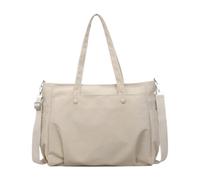 Nishiyuenyi Stylish Tote Handbag Laptop Bag with Pockets Zipper Briefcase Computer Work Oxford Cloth Shoulder Bag Lightweight Suitable for College Commuting, Beige