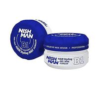 NISHMAN Aqua Gel Wax for Men B1 - Gumgum 150g - Bubble Gum Scent - Natural Shine Look - Ultra High Strong Hold - Long-Lasting Control and Definition