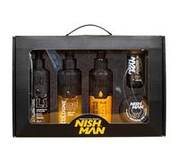 NISHMAN Gold One Hair Styling & Aftershave Gift Set (5pcs) for Men; Contains Hair Styling Tonic, Hair Wax, Hair Powder, Aftershave Cologne, Cream Cologne