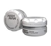NISHMAN Hair Coloring Wax C1 - Light Silver 100g - Instant Temporary Coloring, Style and Hold for All Hair Types - Long-Lasting Hold and Shiny Finish - Color and Styling in One
