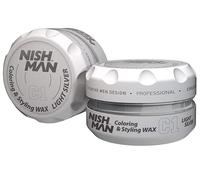 NISHMAN Hair Coloring Wax C1 - Light Silver 100g - Instant Temporary Coloring, Style and Hold for All Hair Types - Long-Lasting Hold and Shiny Finish - Color and Styling in One