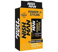 NISHMAN Hair Styling Powder CP - Mattifying Volume Light Control 20g + White Coverage - Hair Texture Powder Wax Natural Matte Look - Maximum Volume Boost and Texture - Texturising, Volumising for Men