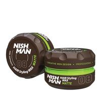 NISHMAN Hair Wax for Men, MATTE Finish - 150 ml, Vanilla Scent | Edge Control | Ultra High Strong Hold | Men's Hair Gel