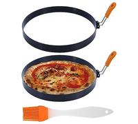 NISHZHU 8 Inch Nonstick Pancake Ring With Silicone Handle - Round Egg Rings With Oil Brush