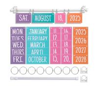 NISHZHU Rainbow Flip Calendar Bulletin Board Set Includes Adjustable Calendar Holder 54 Date Cards