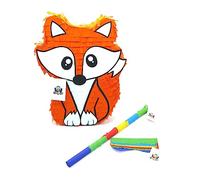 Nislai Fox Pinata Set - Pink Fox Pinata - 40 x 30 x 10 cm - Ideal for Girls Birthday Party - Includes Stick and Blindfold