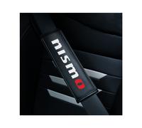 (NISMO) 2pcs Black Car Seat Belt Real-Leather Shoulder Pads Cushion For Car Logo