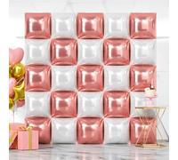 NISOCY 25PCS Rose Gold White Square Foil Balloons Wall Backdrop Double Sided White Rose Gold Balloon Arch Kit for Birthday Wedding Engagement Bridal Shower Valentine Party Decoration