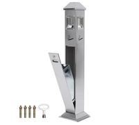 Nisorpa 1.2M Floor Standing Ash Trays Outdoor,Garden Ashtrays for Outside Cigarette Bin Smoking Bin Stainless Steel,Outside Ashtray Free Standing Vertical Trash Bin w/Key (Silver)