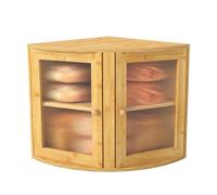 Nisorpa Corner Bread Bin,Bamboo Two-Layer Bread Box,Clear Window Storage Container for Homemade Bread for Kitchen Countertop/Collection Display Cabinet,32 x 32 x 34 cm