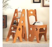 Nisorpa Foldable Ladder Chair,Step Stool,kitchen steps fold away,Display Rack Shoe Bench,Flower Stand,Bamboo Folding Stepladder Foot Stools for Adult and Children,4 Levels Climbing Levels