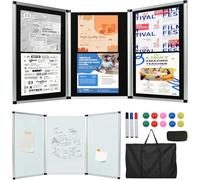 Nisorpa Magnetic Exhibition Panel Display Kit,Trifold Double Sided Trade Show Presentation Board with Writing Tools&Bag 3 Panel Poster Board Art Display Panels for Schools,Exhibitions,Healthcare.