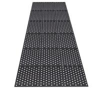 Nisorpa Rubber Drainage Doormat, 90 x 210cm Non Slip Anti Fatigue Mat, Heavy Duty Rubber Floor Mat with Drainage Holes for Entrance, Kitchen, Garage & Commercial Use, Black