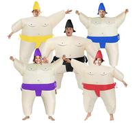 NiSotieb 5 Packs Funny Inflatable Sumo Wrestler Costume Sumo Costume Adult Blow up Costume for Holiday/Birthday/Halloween/Carnival(Black/Yellow/Blue/Purple/Red)
