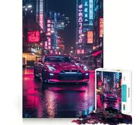 Nissan GT-R in Neon City Hard Jigsaw Puzzle for Adults 1000 Pieces Smart Game Home Enjoy Image Assembly Festive Gift (50x75cm)