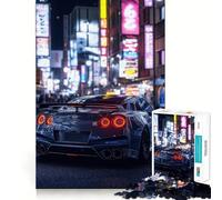 Nissan GT-R in Neon City Jigsaw Puzzles 1000 Piece for Teenagers Reason Skill Toy Serene Time Exact Cut Amazing Present (38x52cm)