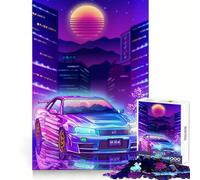 Nissan GTR R City Neon Hard Jigsaw Puzzle for Adults 1000 Pieces Boost Memory Soothing Play Premium Cut Perfect Present (38x26cm)