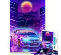 Nissan GTR R City Neon Hard Jigsaw Puzzle for Adults 1000 Pieces Boost Memory Soothing Play Premium Cut Perfect Present (38x26cm)