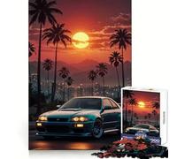 Nissan R Synthwave City View 1000 Piece Jigsaws for Teenagers Puzzle Recall Boost Stress Free Smooth Cut Artistic Gift (38x26cm)