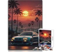 Nissan R Synthwave City View Adult Jigsaw Puzzles1000 Pieces Fun Brain Training Learning Game Great Unique Surprise Present Size 50x75cm