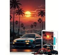 Nissan R Synthwave City View Jigsaw Puzzles for Adults 1000 Pieces Brain Workout Toy Relaxing Fun Art Assembly (38x52cm)