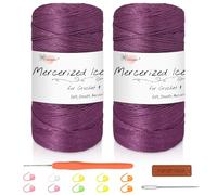 Nissary 1.5mm Macrame Cord Kit, 2 Colour Polyester Ice Silk Crochet Yarn with Crochet Hook, Stitch Markers, Leather Label and Tweezers for Summer Hats, Bags, Seat Cushions and DIY Crafts