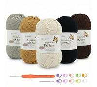 Nissary Crochet Yarn 5x100g, Yarn for Crocheting & Knitting, 60% Cotton + 40% Acrylic, Crochet Wool DK for Beginners with 2.5 mm Hook and Accessories, Perfect for Amigurumi and Craft (Black-5)
