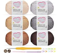 Nissary Crochet Yarn for Beginners 6x50g Chunky Wool, Thick Yarn for Crochet with 3.5mm Crochet Hook, Ideal for Amigurumi, Easy Cotton Yarn (Forest)